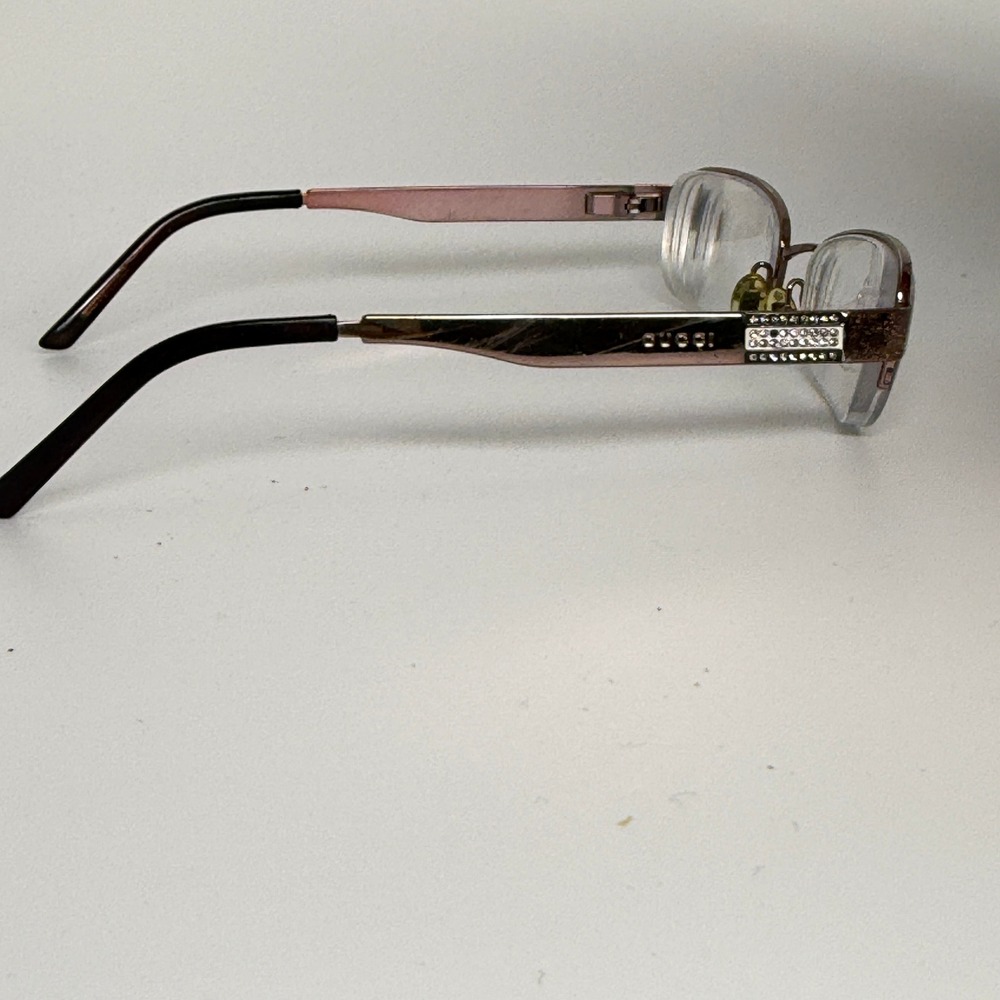 Gucci Womens Rectangular Half Rim Eyeglasses Brown Strass Crystal GG 22348 - Picture 4 of 7